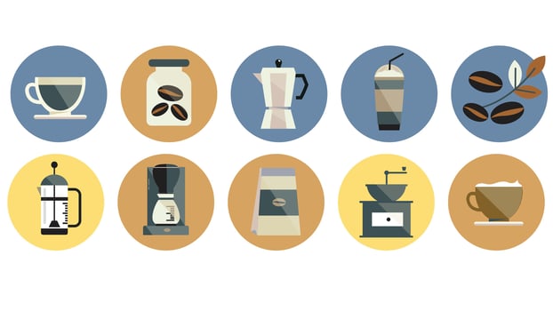 coffee beans types of drinks vector illustration isolated