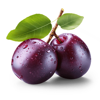 AI generated Plum with leaf isolated on transparent background png