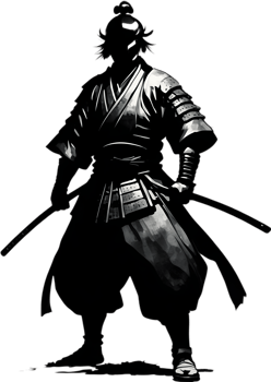 AI generated Samurai, drawing of a Samurai using the Japanese brushstroke technique. png