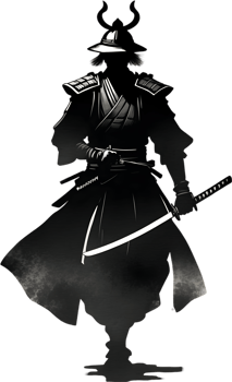 AI generated Samurai, drawing of a Samurai using the Japanese brushstroke technique. png