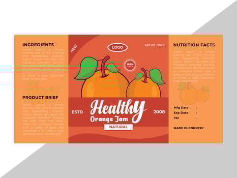 Realistic fruits jam label for brand vector
