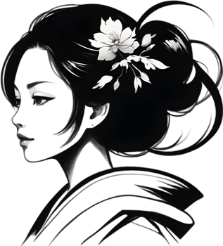 AI generated Japanese woman, drawing of a Japanese woman using the Japanese brushstroke technique. png