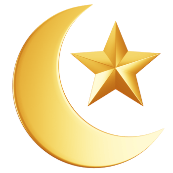Ramadan icon concept on 3d rendering. 3d illustration golden crescent moon icon png