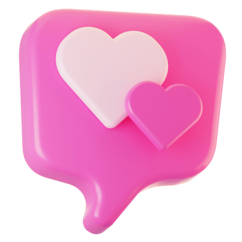 3d rendering love bubble chat icon with cartoon style. Valentine day icon concept png