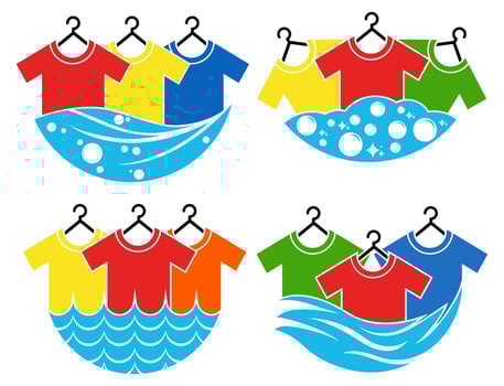 set water waves laundry logo vector illustration
