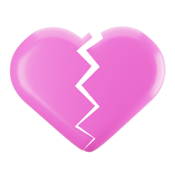 3d rendering broken heart icon. Valentine day icon concept png