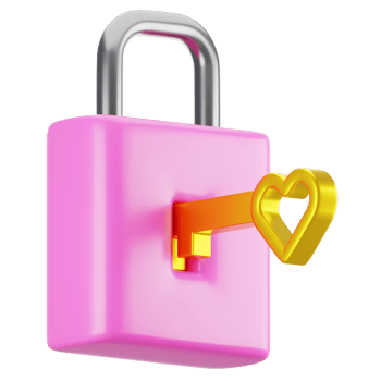 3d rendering love padlock icon. Valentine day icon concept png