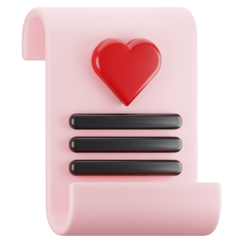Valentine day icon concept on 3d rendering. 3d render romantic note icon png
