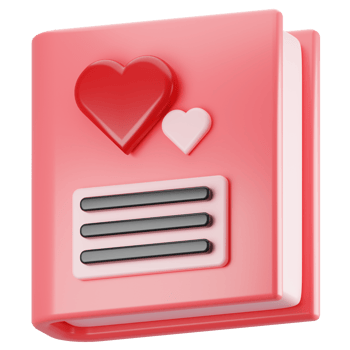 Valentine day icon concept on 3d rendering. 3d render love book icon png