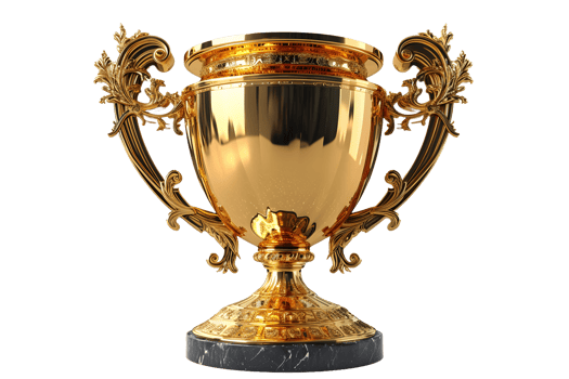 AI generated Luxurious Gold Champion Trophy Cup Isolated on a Transparent Background. Generative Ai png