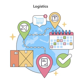 Global logistics network. Flat vector illustration