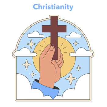 Christianity emblem. Flat vector illustration.