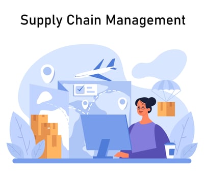 Supply Chain Management concept. Flat vector illustration