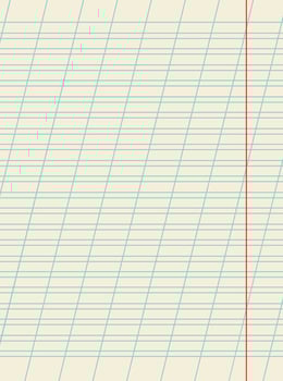 Blank sheet of school notebook with slanted ruled diagonal lines for writing practice, vector. Elementary school eductaion concept vector