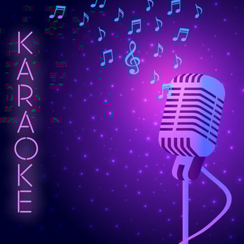 Karaoke night party vector glowing poster with negative space