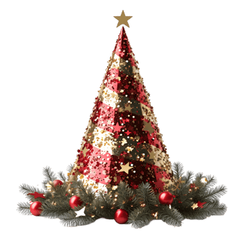 AI generated Sparkly Red Party Hat Isolated on Transparent Background. Birthday Cap. Generative Ai png