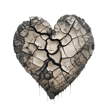 AI generated Broken heart concept PNG. Soil shaped png