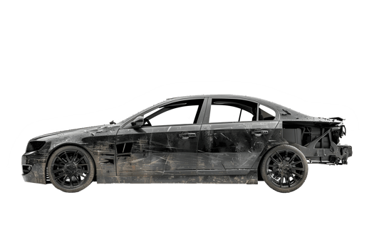 AI generated Brandless black sedan car accident PNG