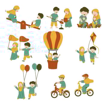 Cartoon happy kids playing vector
