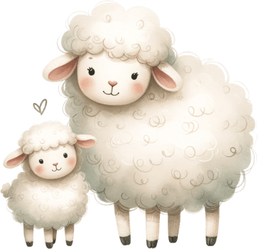AI generated Adorable Sheep and Lamb Watercolor Illustration, A beautifully rendered a mother sheep with her lamb, exuding warmth and maternal love. png