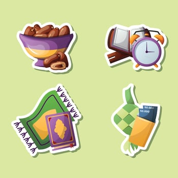 vector islamic ramadhan sticker set