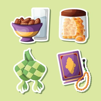 vector ramadhan sticker set illustration