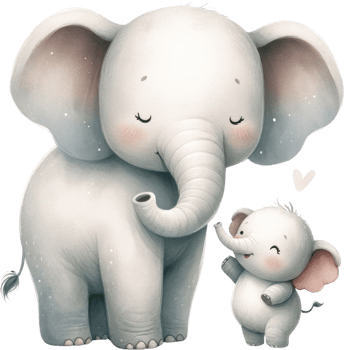 AI generated Mother Elephant with Calf Watercolor Illustration, adorable a tender moment between a mother elephant and her smiling calf, evoking a sense of loving protection. png