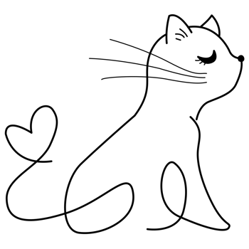 Single line cat pet drawing out line png