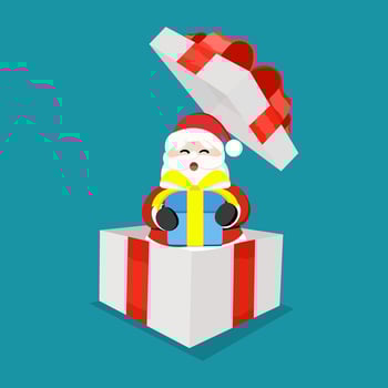 Santa Claus holds a gift box. for christmas card banner vector
