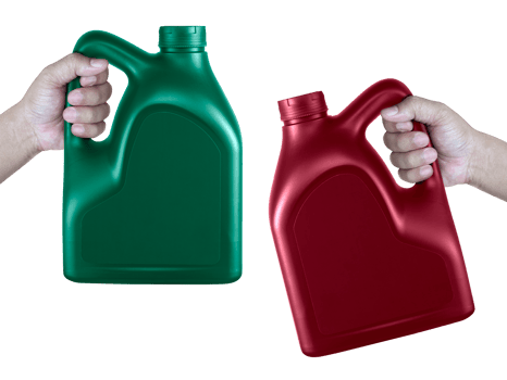 A canister with engine oil in a hand, transparent background png