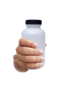 bottle of medicine on hand, transparent background png