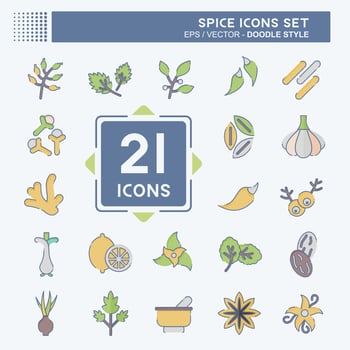 Icon Set Spice. related to Vegetable symbol. doodle style. simple design editable. simple illustration vector