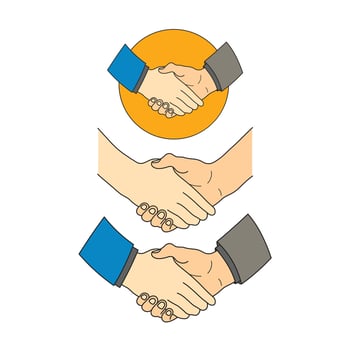 Kids drawing Cartoon Vector illustration set of shaking hand icon Isolated on White Background