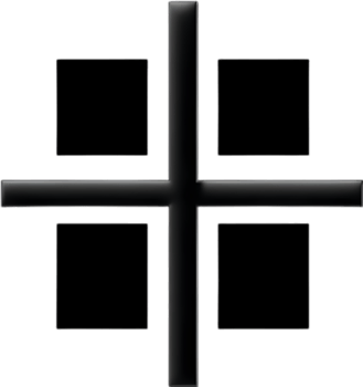 AI generated Black Christian cross icon design in a minimalist style. png