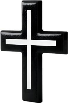 AI generated Black Christian cross icon design in a minimalist style. png