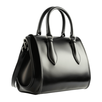 AI generated Black leather handbag on transparent background - stock png. png
