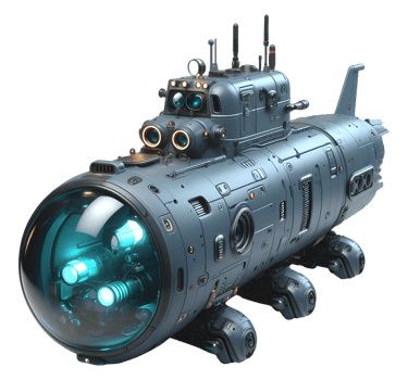 AI generated Miniature submarine png mini submarine png midget submarine png personal submarine png mini sub png small submarine transparent background