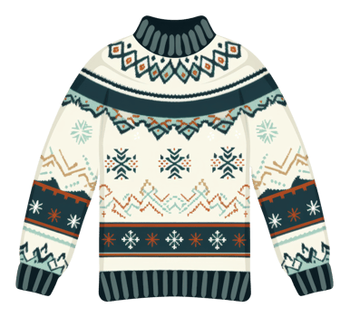 AI generated Knitted winter sweater with festive pattern on transparent background - stock png. png