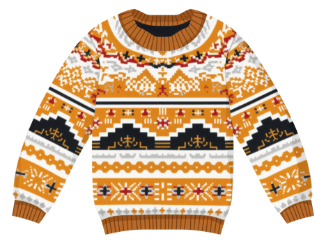 AI generated Knitted winter sweater with festive pattern on transparent background - stock png. png