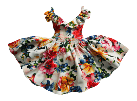 AI generated Summer dress with colorful floral print on transparent background - stock png. png