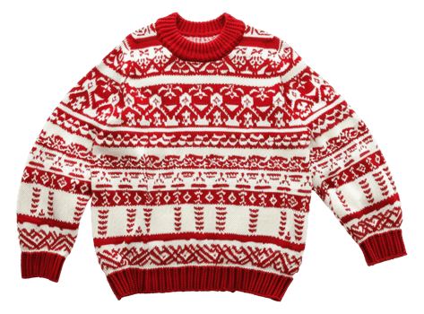 AI generated Knitted winter sweater with festive pattern on transparent background - stock png. png