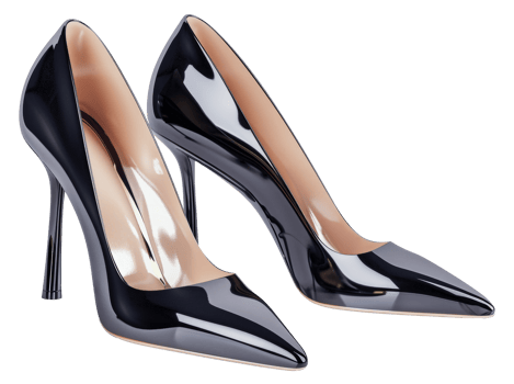 AI generated Black patent high heel shoes on transparent background - stock png. png