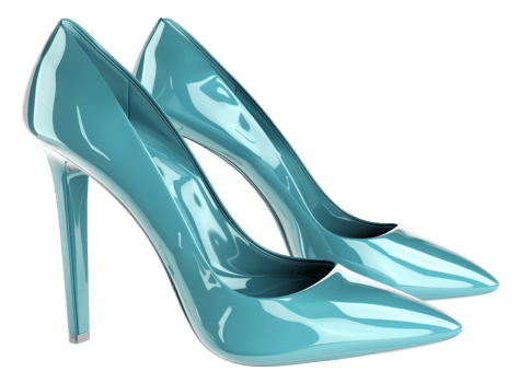 AI generated Blue patent high heel shoes on transparent background - stock png. png