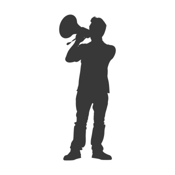 AI generated Silhouette demonstrators holding loudspeaker alone black color only png