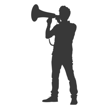 AI generated Silhouette demonstrators holding loudspeaker alone black color only png
