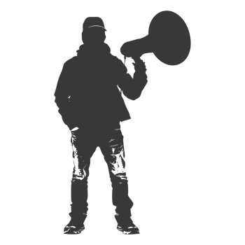 AI generated Silhouette demonstrators holding loudspeaker alone black color only png