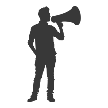 AI generated Silhouette demonstrators holding loudspeaker alone black color only png