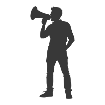 AI generated Silhouette demonstrators holding loudspeaker alone black color only png