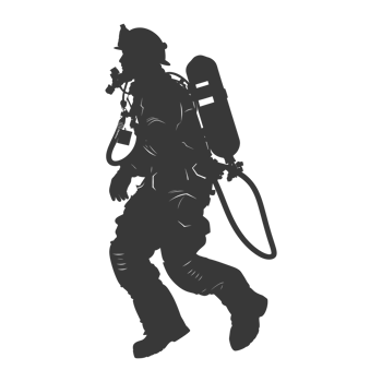 AI generated Silhouette firefighter wearing safety equipment black color only png