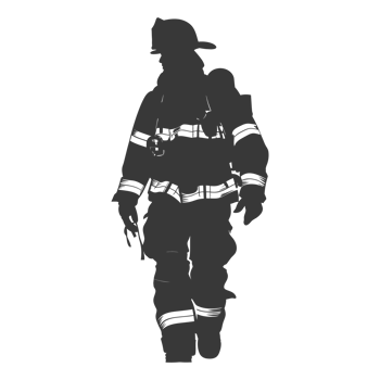 AI generated Silhouette firefighter wearing safety equipment black color only png